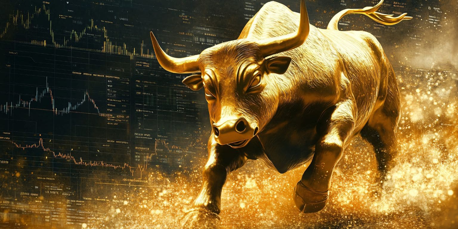 Touro de ouro representando lucros no trading